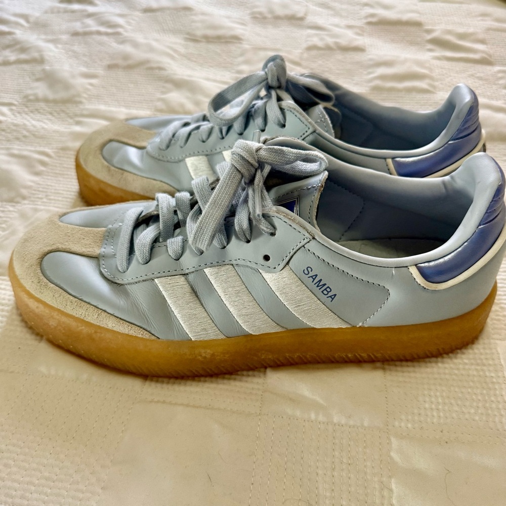 Adidas Samba Light Blue and White Sneakers
